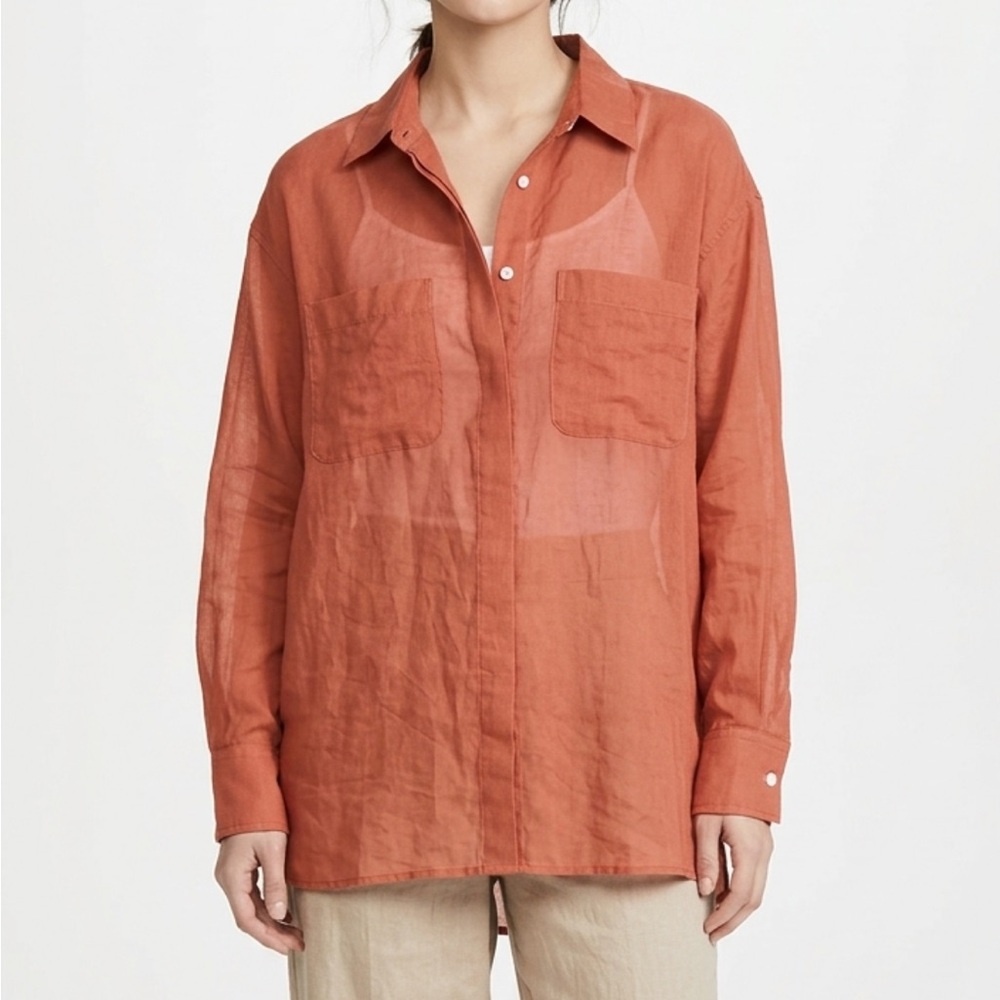 Orange Levi's see through size xs button-up shirt with a relaxed fit clothing